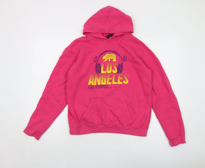 Los Angeles Womens Pink Cotton Pullover Hoodie Size XL Pullover