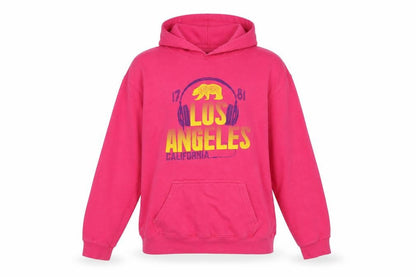 Los Angeles Womens Pink Cotton Pullover Hoodie Size XL Pullover