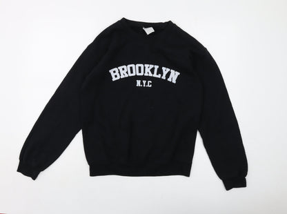 Brooklyn Womens Black Cotton Pullover Sweatshirt Size S Pullover