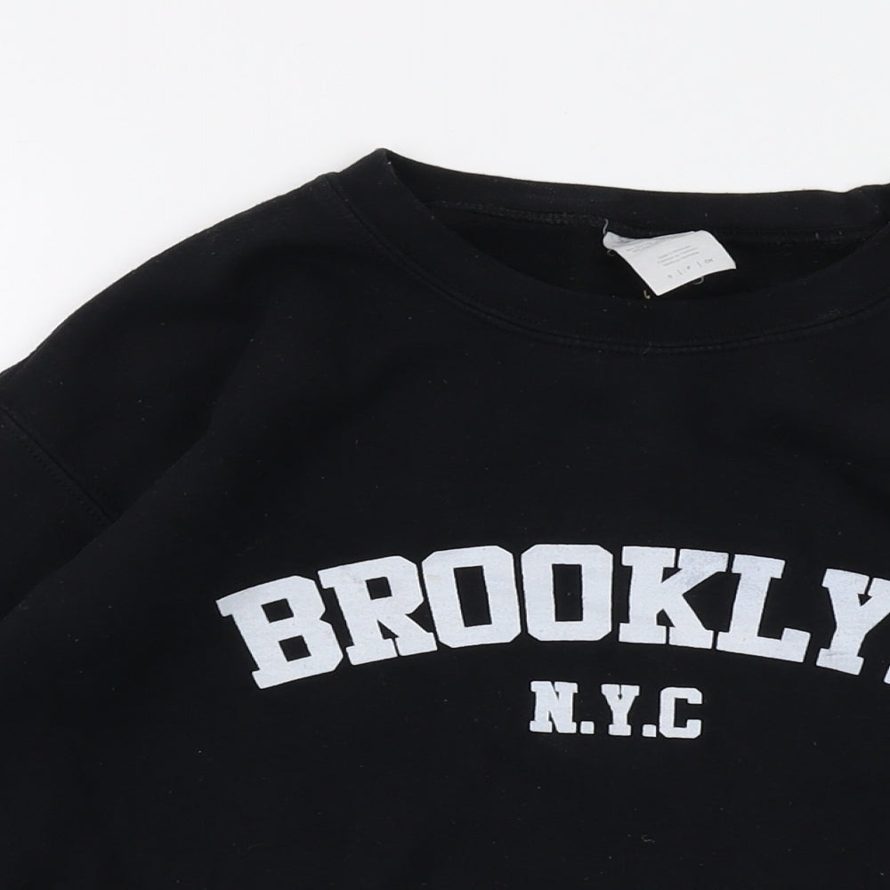 Brooklyn Womens Black Cotton Pullover Sweatshirt Size S Pullover