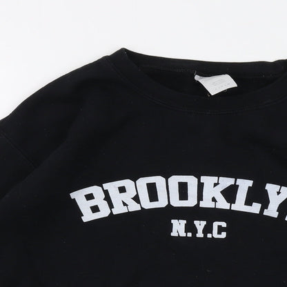 Brooklyn Womens Black Cotton Pullover Sweatshirt Size S Pullover