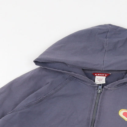 Levi's Womens Grey Cotton Full Zip Hoodie Size L Zip