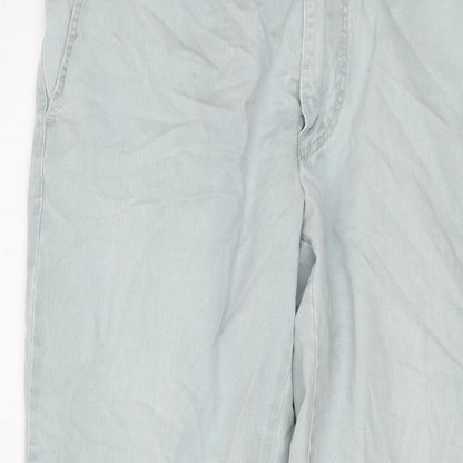 Mayer Mens Blue Cotton Trousers Size 32 in L32 in Regular Button