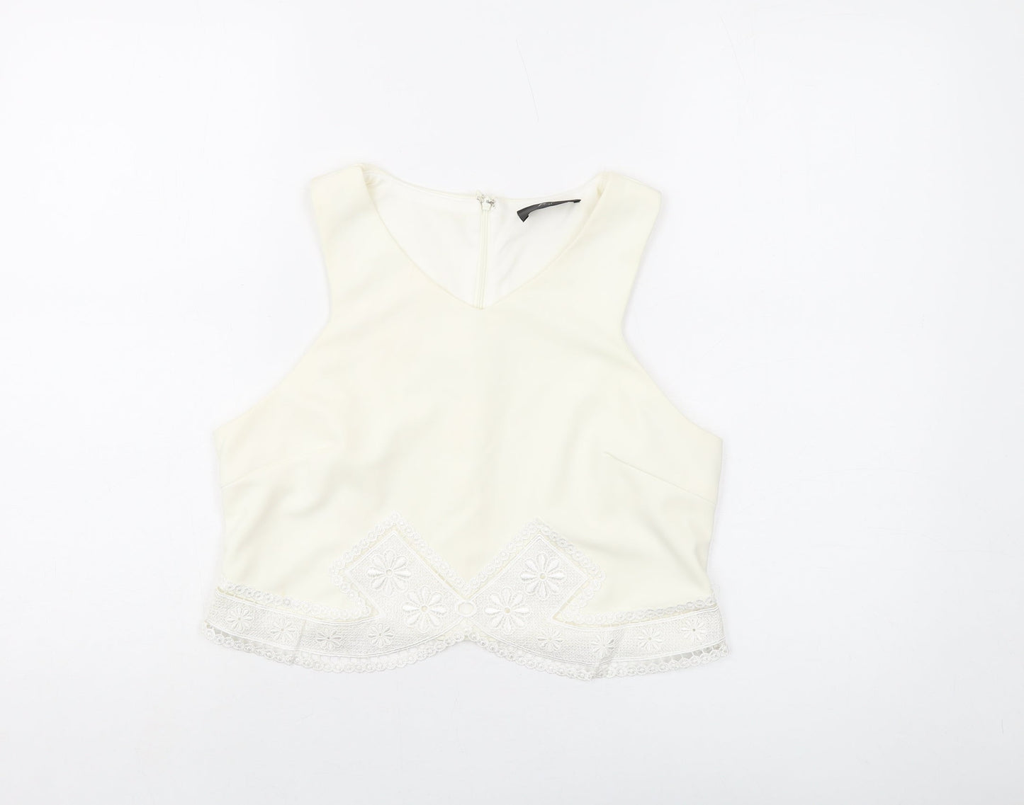 AX Paris Womens Ivory Polyester Basic Tank Size 14 V-Neck