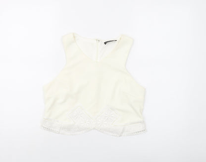 AX Paris Womens Ivory Polyester Basic Tank Size 14 V-Neck