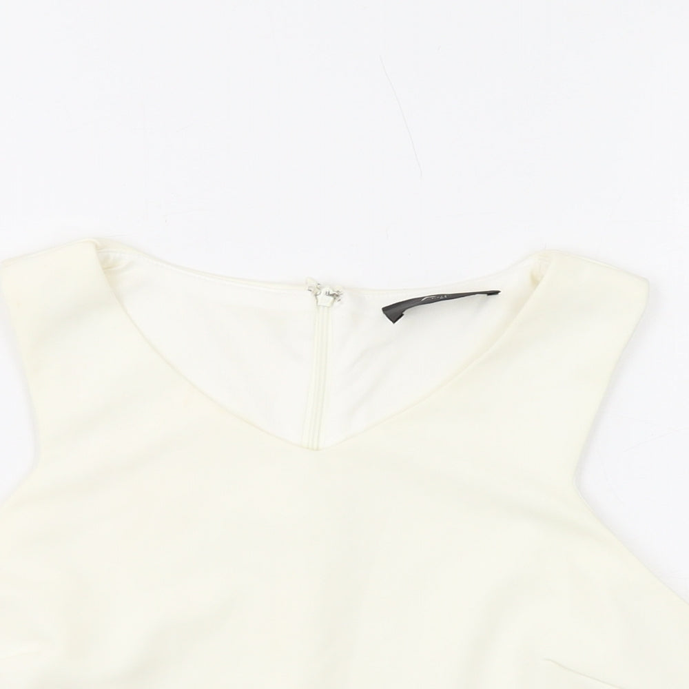 AX Paris Womens Ivory Polyester Basic Tank Size 14 V-Neck