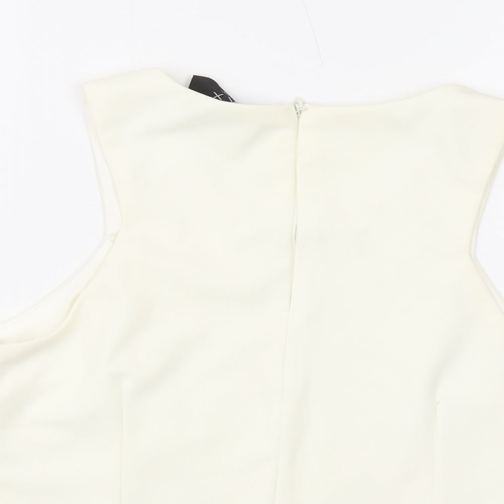 AX Paris Womens Ivory Polyester Basic Tank Size 14 V-Neck