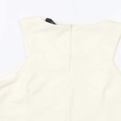 AX Paris Womens Ivory Polyester Basic Tank Size 14 V-Neck