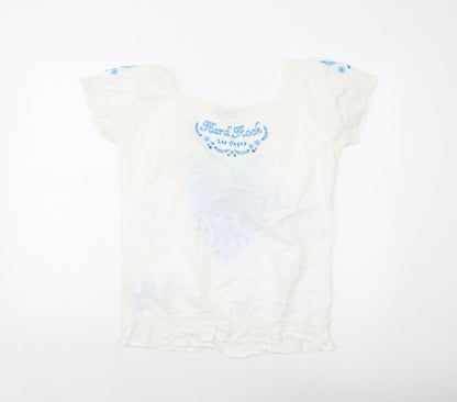 Womens UK Size L Hard Rock Ivory Basic Blouse