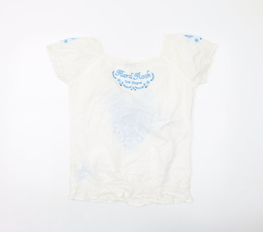 Womens UK Size L Hard Rock Ivory Basic Blouse