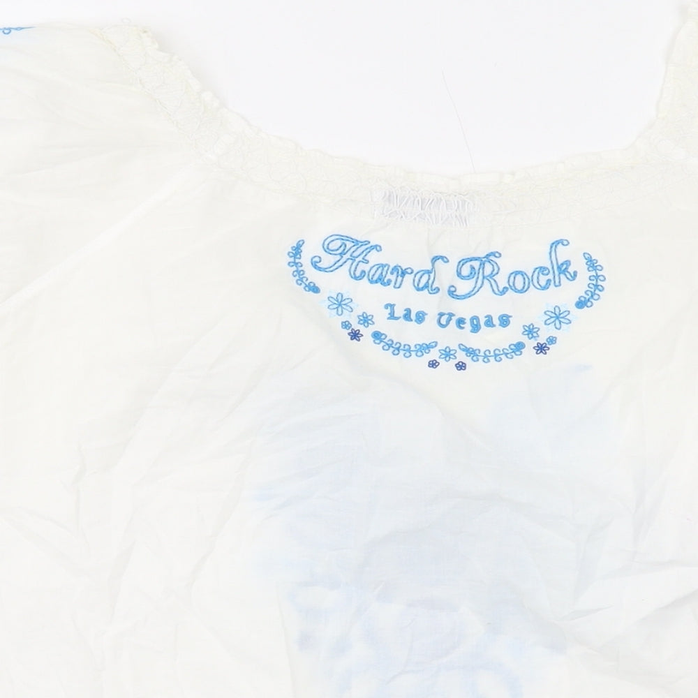 Womens UK Size L Hard Rock Ivory Basic Blouse