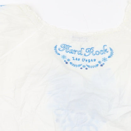 Womens UK Size L Hard Rock Ivory Basic Blouse