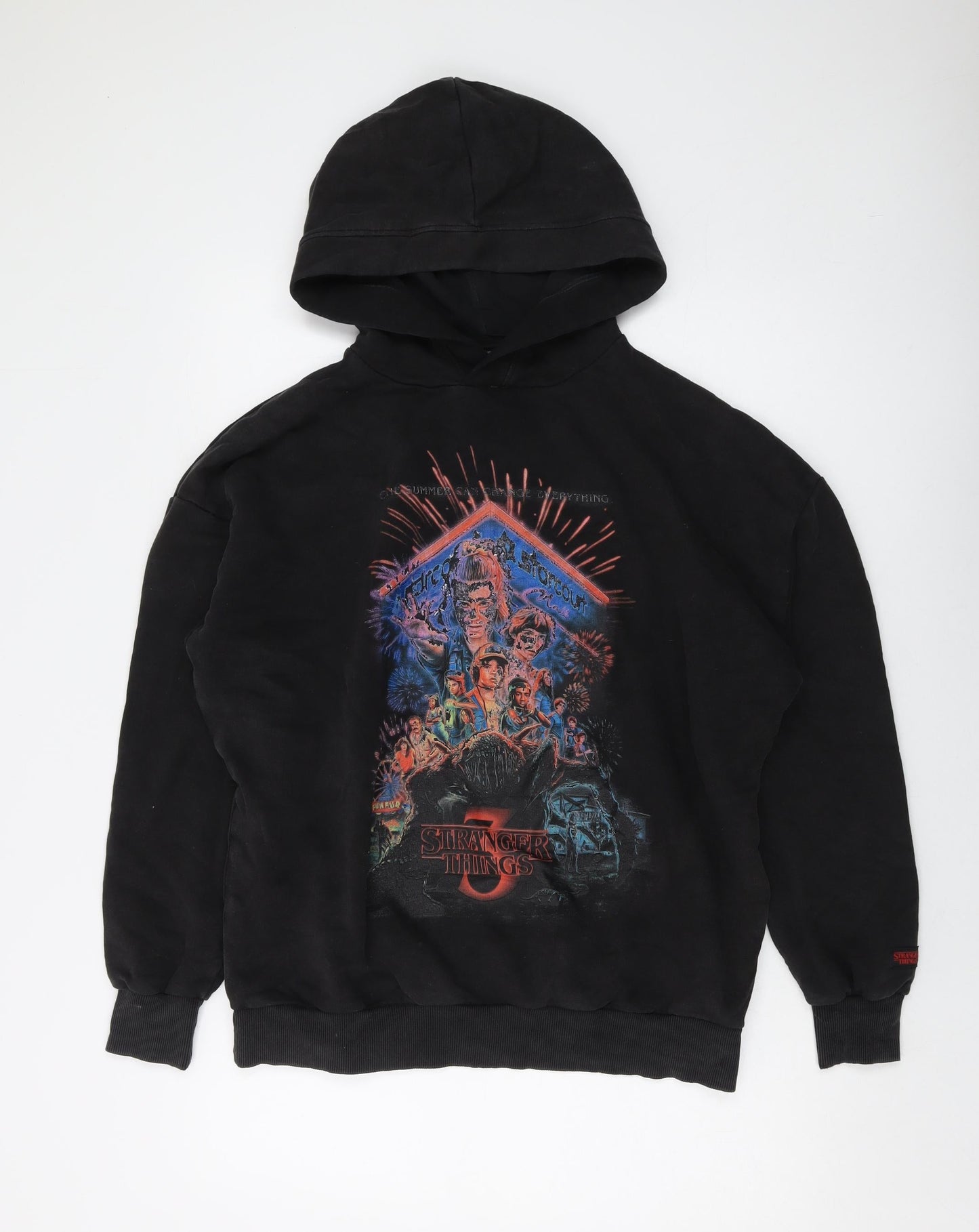 Mens UK Size S Stranger Things Black Pullover Hoodie