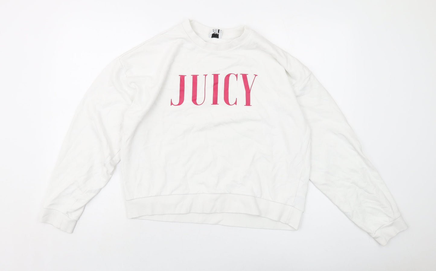 Juicy Couture Girls White Cotton Pullover Sweatshirt Size 14-15 Years Pullover