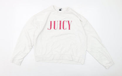 Juicy Couture Girls White Cotton Pullover Sweatshirt Size 14-15 Years Pullover