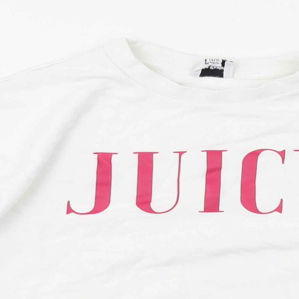 Juicy Couture Girls White Cotton Pullover Sweatshirt Size 14-15 Years Pullover
