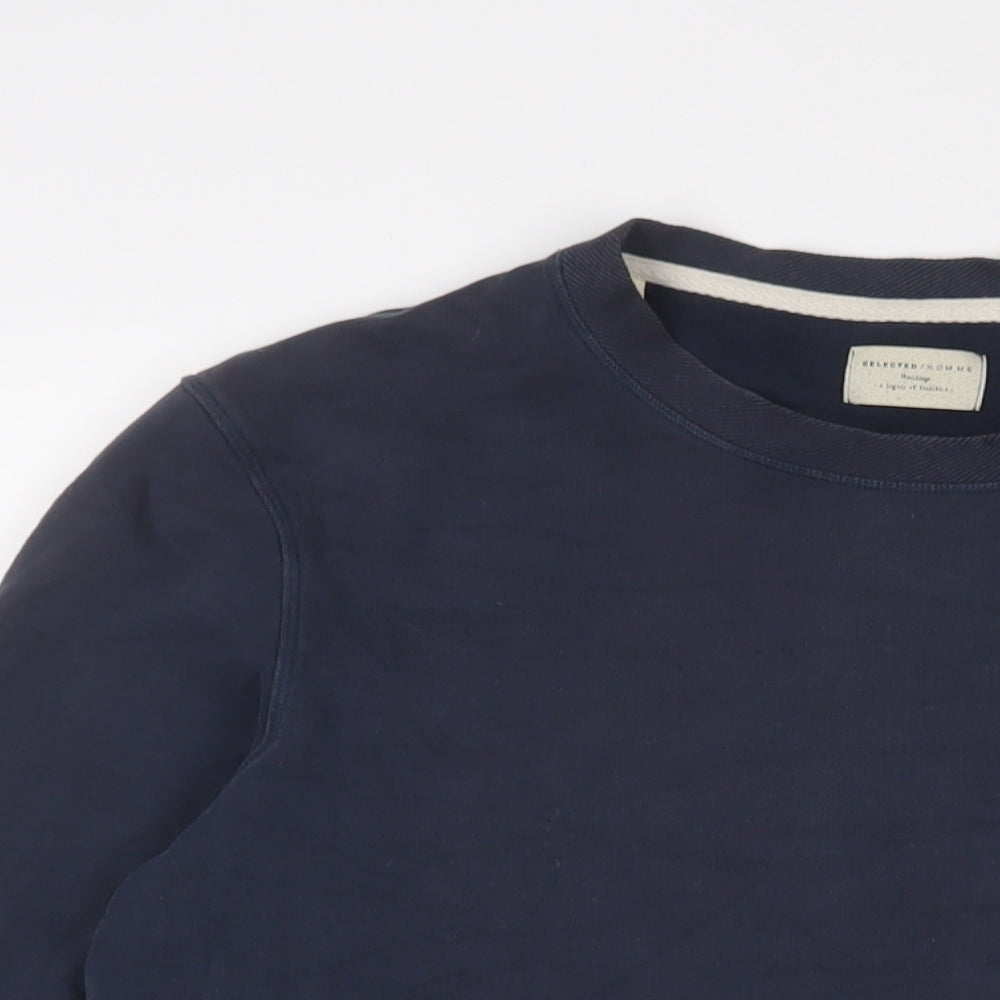 Mens UK Size M Selected Homme Blue Pullover Sweatshirt