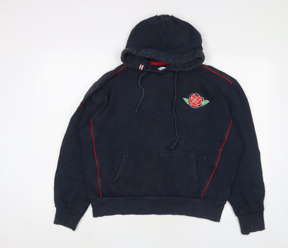 England Womens Blue Cotton Pullover Hoodie Size L Pullover - Logo, Embroidered