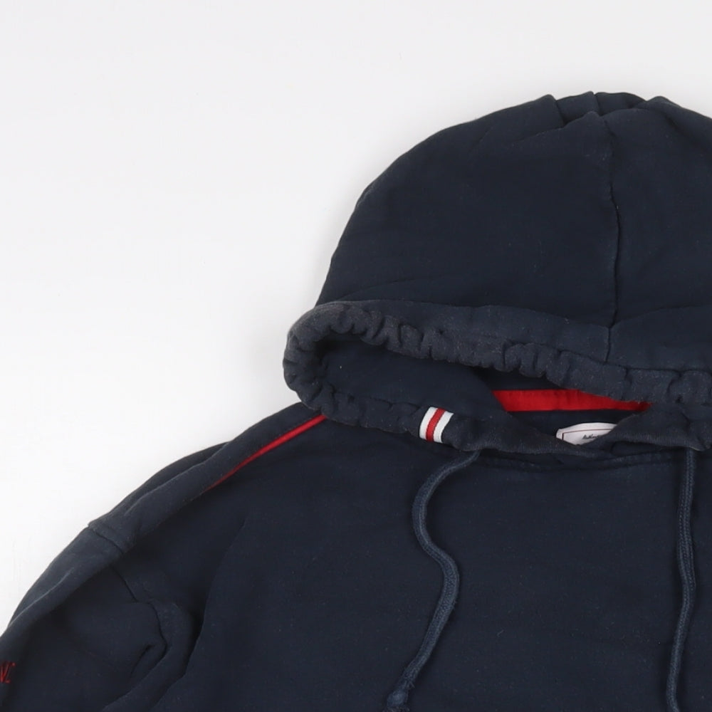 England Womens Blue Cotton Pullover Hoodie Size L Pullover - Logo, Embroidered
