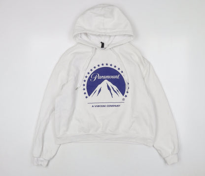 Paramount Womens White Cotton Pullover Hoodie Size L Pullover
