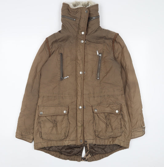 RJR.John Rocha Womens Brown Jacket Coat Size 10 Zip