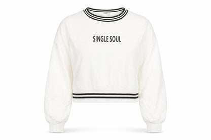 Mango Womens White Cotton Pullover Sweatshirt Size M Pullover - Single Soul