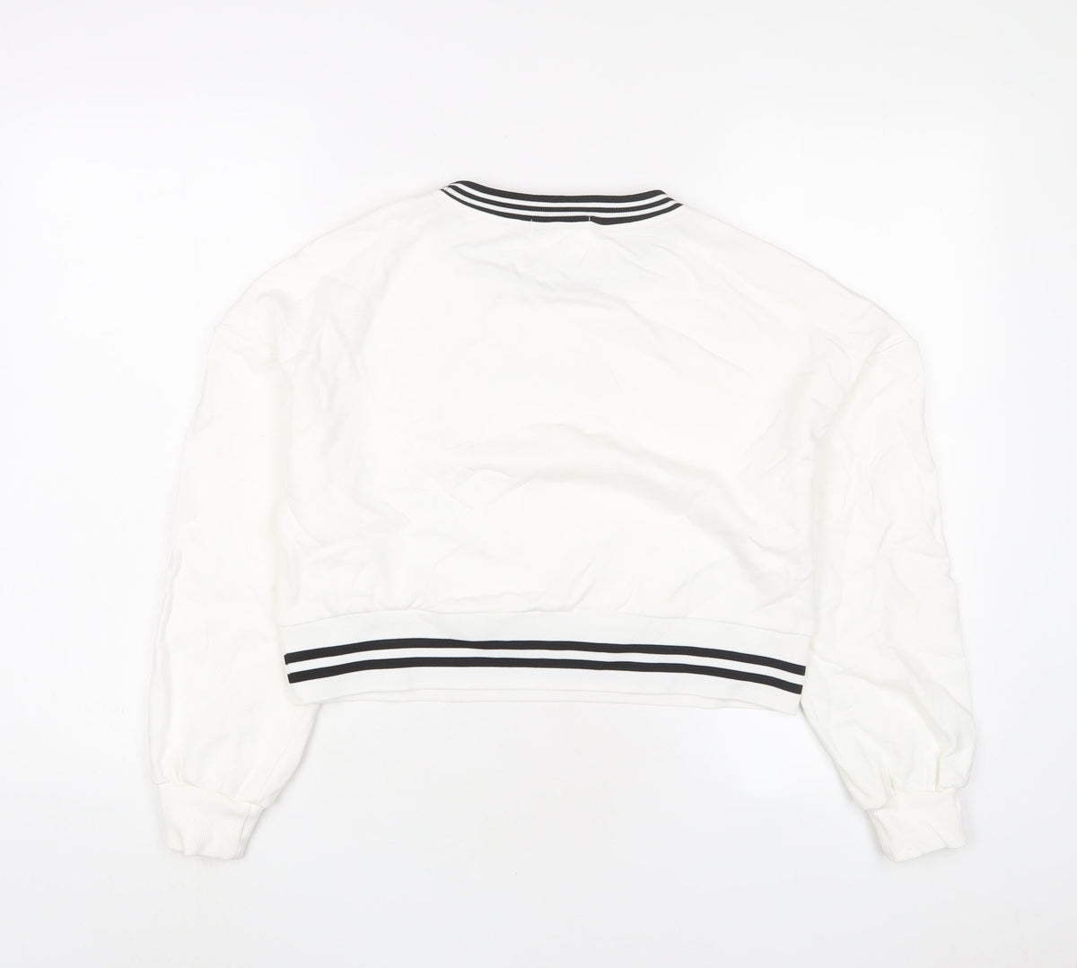 Mango Womens White Cotton Pullover Sweatshirt Size M Pullover - Single Soul