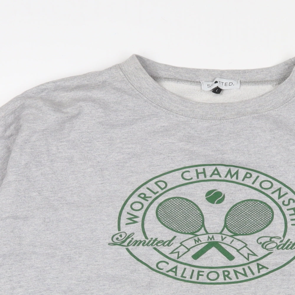 Spotted Womens Grey Cotton Pullover Sweatshirt Size L Pullover - World Champion California