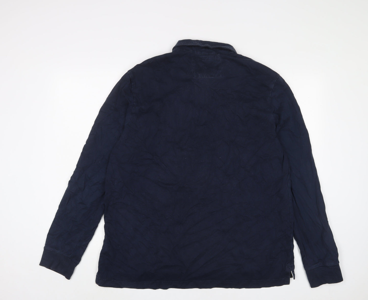 Howick Tailored Mens Blue Cotton Polo Size XL Collared Button - Logo, Embroidered