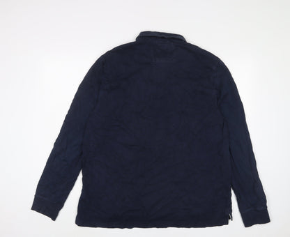 Howick Tailored Mens Blue Cotton Polo Size XL Collared Button - Logo, Embroidered