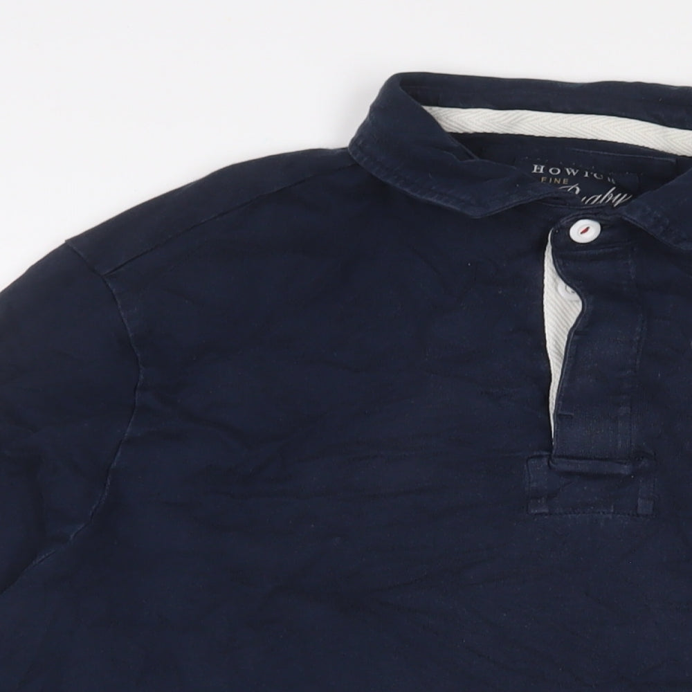 Howick Tailored Mens Blue Cotton Polo Size XL Collared Button - Logo, Embroidered