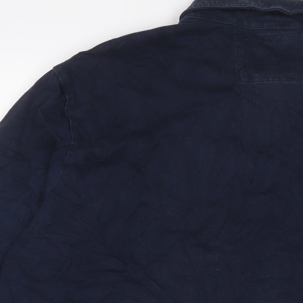 Howick Tailored Mens Blue Cotton Polo Size XL Collared Button - Logo, Embroidered