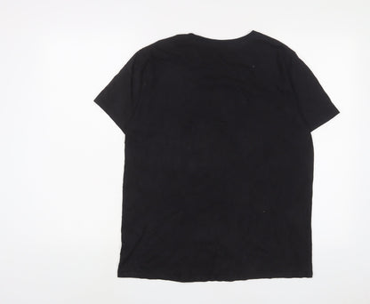 K.I.D Mens Black Cotton T-Shirt Size M Crew Neck