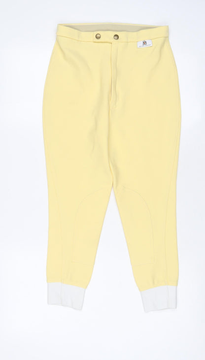 Mrs Candy Womens Yellow Nylon Capri Trousers Size 28 in L22 in Regular Hook & Eye - Horse riding