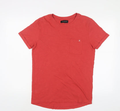 Copenhagen Mens Red Cotton T-Shirt Size S Crew Neck - Logo, Embroidered