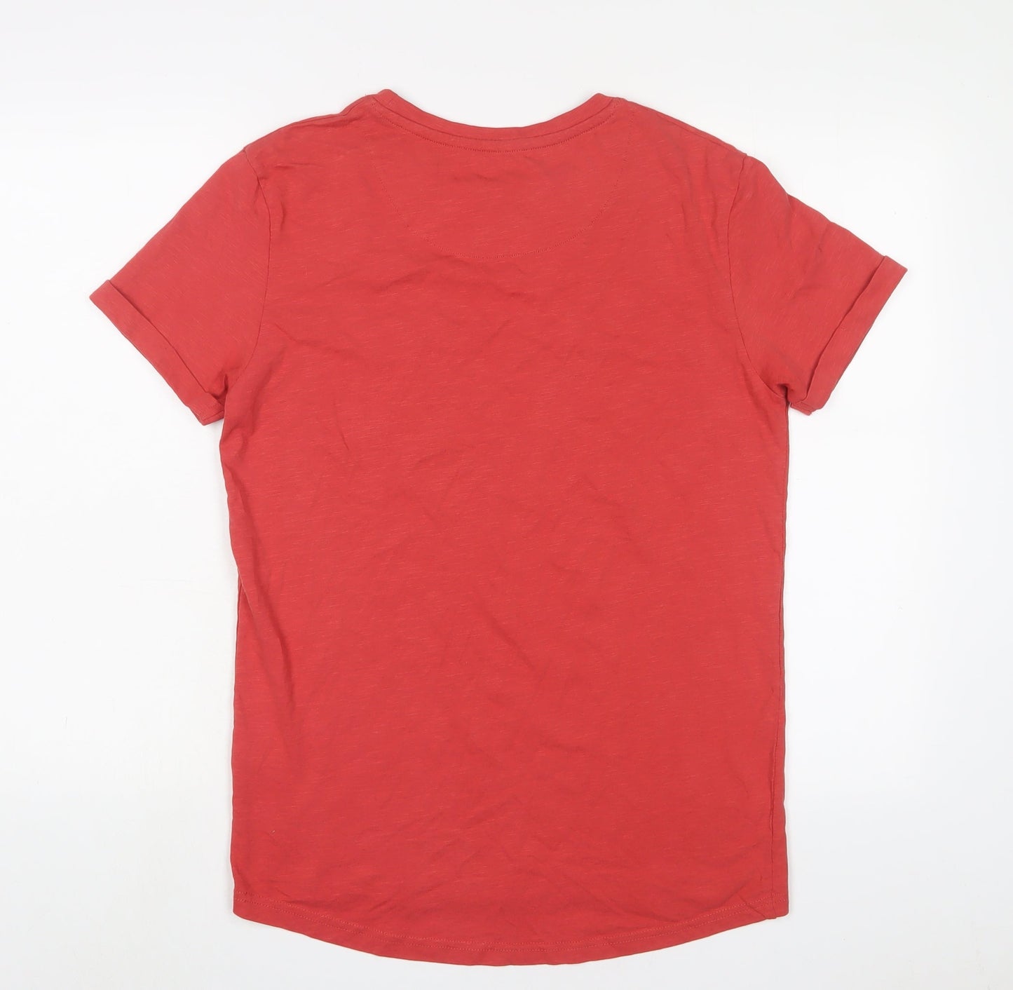 Copenhagen Mens Red Cotton T-Shirt Size S Crew Neck - Logo, Embroidered