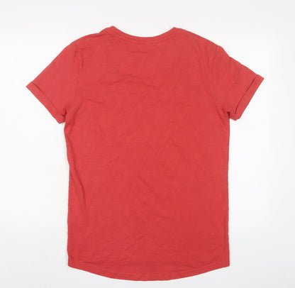 Copenhagen Mens Red Cotton T-Shirt Size S Crew Neck - Logo, Embroidered