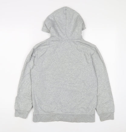 Gap Boys Grey Cotton Pullover Hoodie Size 12 Years Pullover - Logo, Embroidered