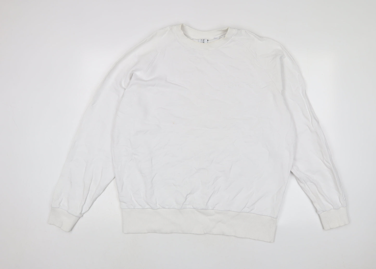 Womens UK Size 10 COLLUSION White Pullover Sweatshirt