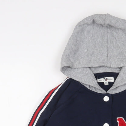 Hampton Republic Boys Blue Cotton Full Zip Hoodie Size 13 Years Snap - Logo, Embroidered