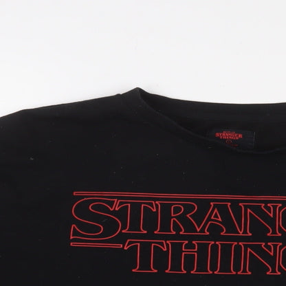 Stranger Things Womens Black Cotton Pullover Sweatshirt Size L Pullover