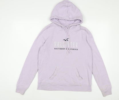 Hollister Womens Purple Cotton Pullover Hoodie Size S Pullover - Logo, Embroidered