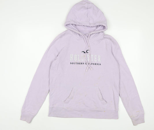 Hollister Womens Purple Cotton Pullover Hoodie Size S Pullover - Logo, Embroidered