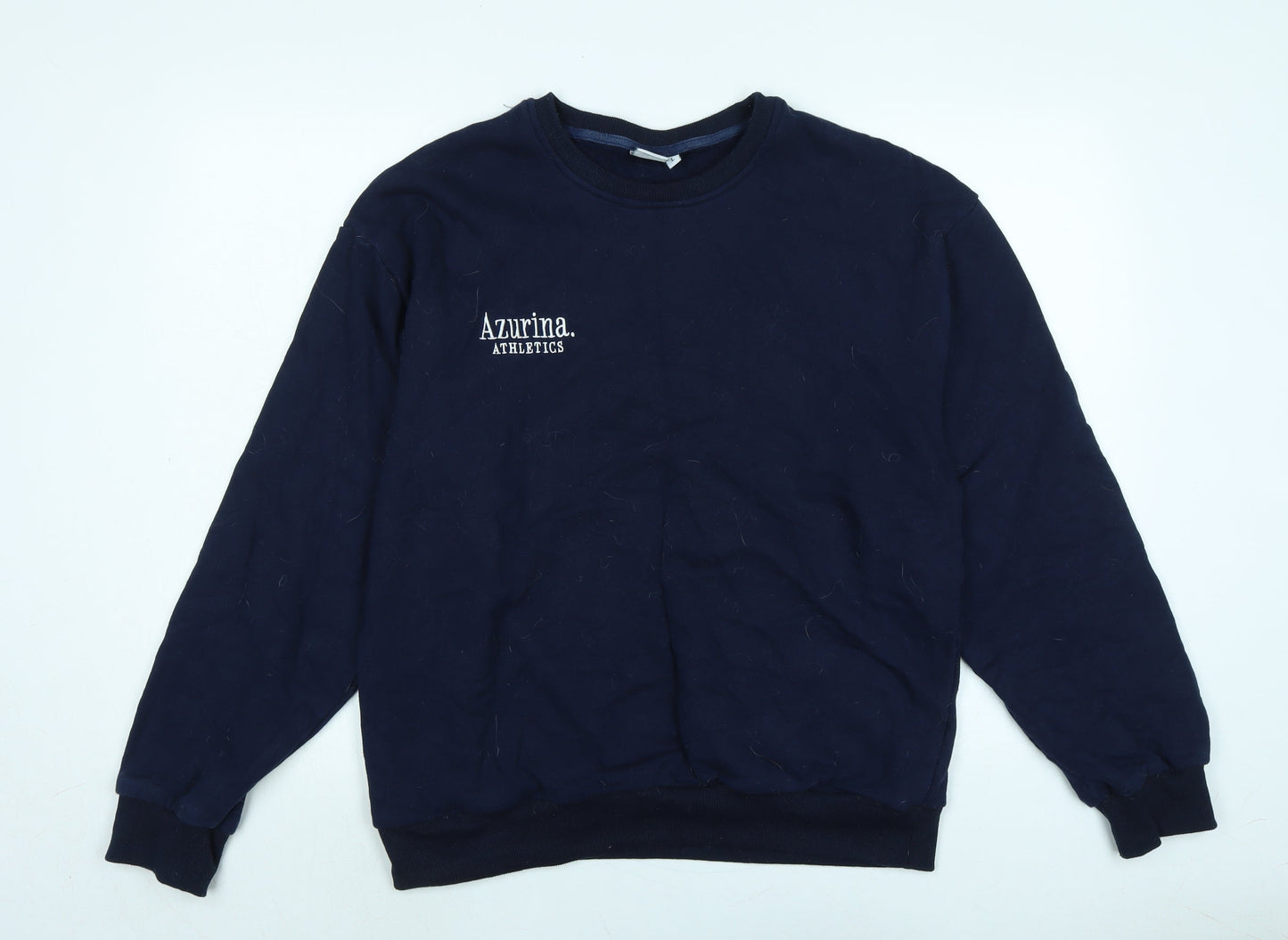 Azurina Athletics Mens Blue Polyester Pullover Sweatshirt Size L - Logo