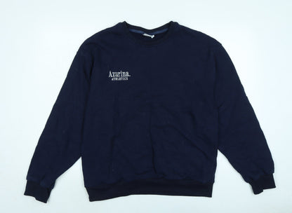 Azurina Athletics Mens Blue Polyester Pullover Sweatshirt Size L - Logo
