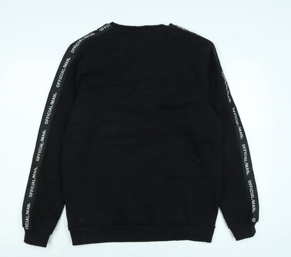 Mens UK Size M boohoo man Black Pullover Sweatshirt