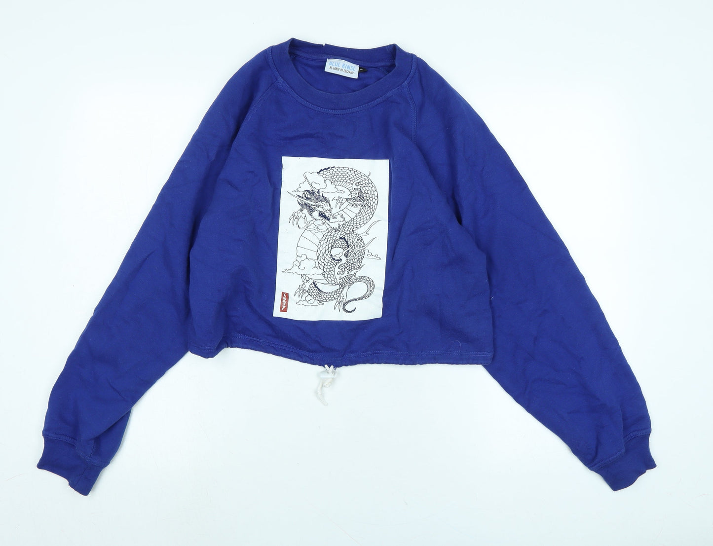 Blue Rinse Womens Blue Polyester Pullover Sweatshirt Size M - Logo