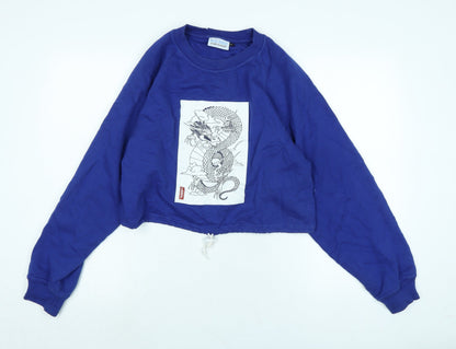 Blue Rinse Womens Blue Polyester Pullover Sweatshirt Size M - Logo