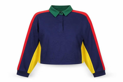 Womens UK Size M Cooperative Blue Cropped Polo