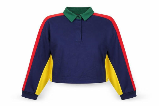 Womens UK Size M Cooperative Blue Cropped Polo